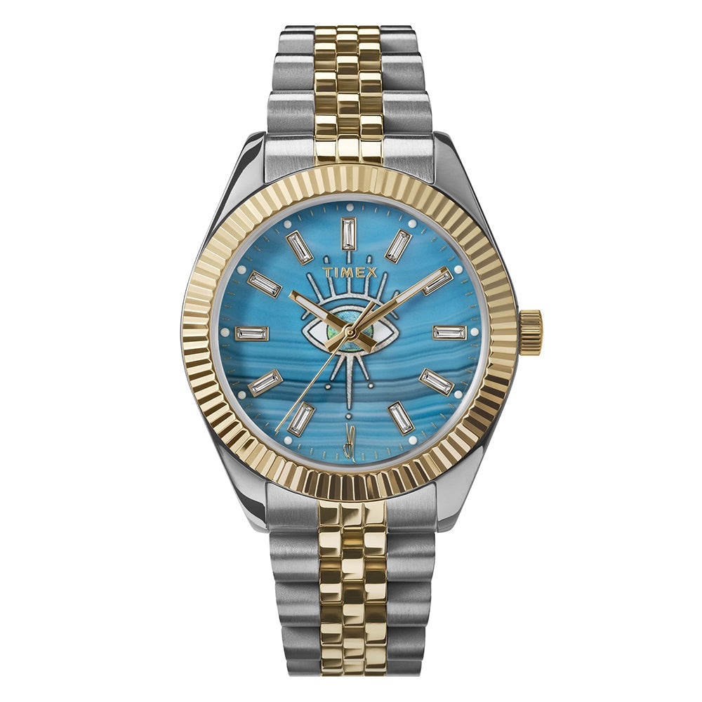 Timex Gold and Silver Watch with Blue Face